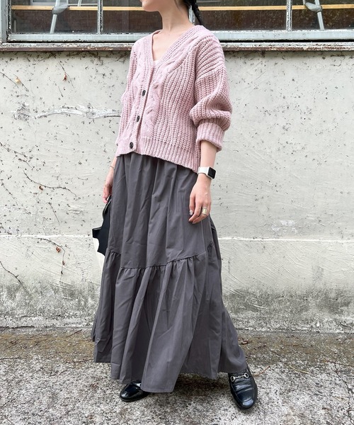 ROOPTOKYO（ループトウキョウ）の「Cable knitted cardigan / ケーブル編みニットカーディガン（カーディガン/ボレロ・レディース・グレー/ホワイト・FREE）」の7枚目の写真