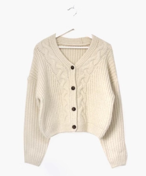 ROOPTOKYO（ループトウキョウ）の「Cable knitted cardigan / ケーブル編みニットカーディガン（カーディガン/ボレロ・レディース・グレー/ホワイト・FREE）」の5枚目の写真