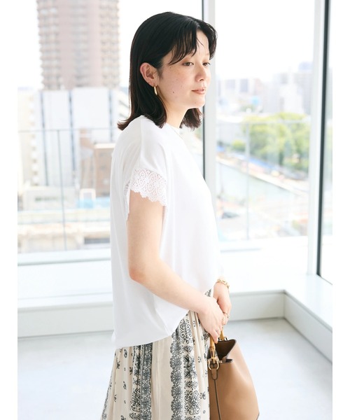 CRAFT STANDARD BOUTIQUE(クラフトスタンダードブティック)の「レーススリーブカットプルオーバー(Tシャツ/カットソー・レディース・オフホワイト/ブルー/ブラック・FREE)」の5枚目の写真