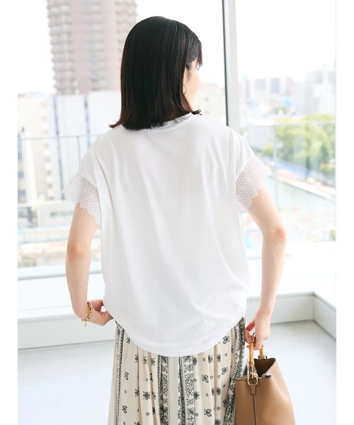 CRAFT STANDARD BOUTIQUE(クラフトスタンダードブティック)の「レーススリーブカットプルオーバー(Tシャツ/カットソー・レディース・オフホワイト/ブルー/ブラック・FREE)」の6枚目の写真