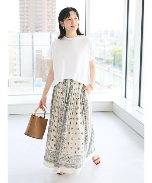 CRAFT STANDARD BOUTIQUE(クラフトスタンダードブティック)の「レーススリーブカットプルオーバー(Tシャツ/カットソー・レディース・オフホワイト/ブルー/ブラック・FREE)」の9枚目の写真