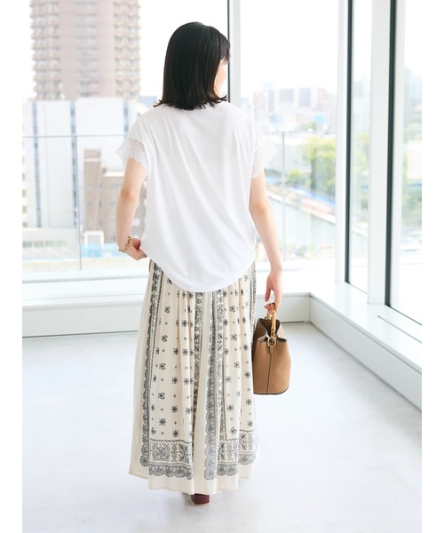 CRAFT STANDARD BOUTIQUE(クラフトスタンダードブティック)の「レーススリーブカットプルオーバー(Tシャツ/カットソー・レディース・オフホワイト/ブルー/ブラック・FREE)」の12枚目の写真