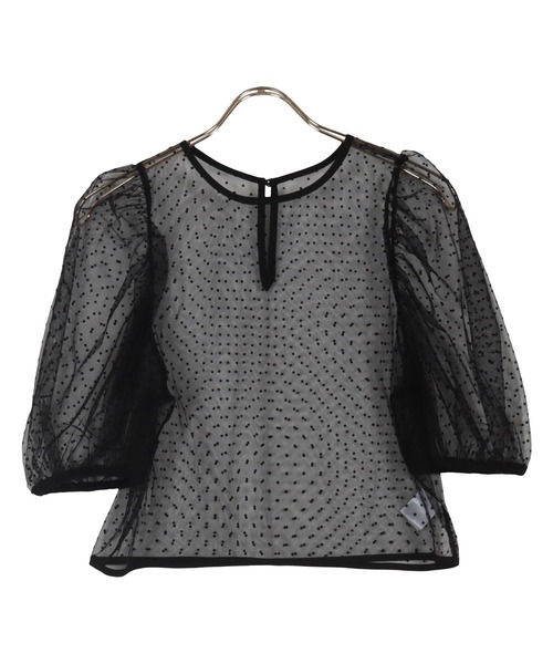 KOBE LETTUCE（コウベレタス）の「フロッキードットチュールパフスリーブプルオーバー（シャツ/ブラウス・レディース・アイボリー系/グレー系/ブラック系/ブラック系1・M）」の12枚目の写真