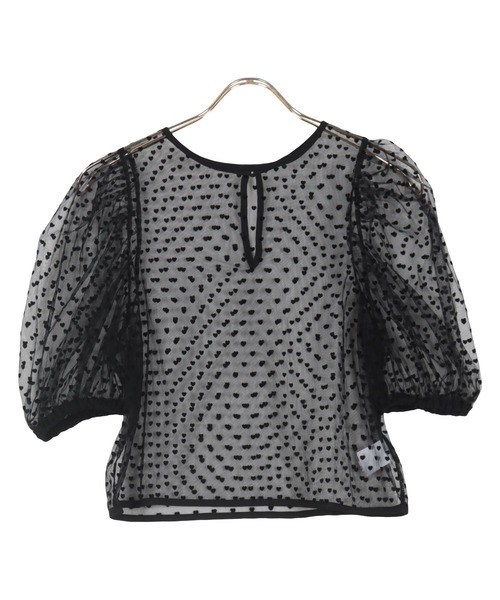 KOBE LETTUCE（コウベレタス）の「フロッキードットチュールパフスリーブプルオーバー（シャツ/ブラウス・レディース・アイボリー系/グレー系/ブラック系/ブラック系1・M）」の13枚目の写真