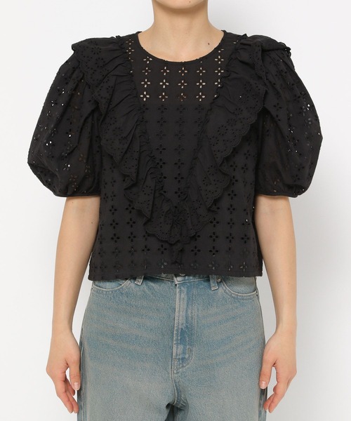 LOWRYS FARM（ローリーズファーム）の「スカラップレースブラウスＳＳ 136128（シャツ/ブラウス・レディース・ブラック/アイボリー・FREE）」の13枚目の写真
