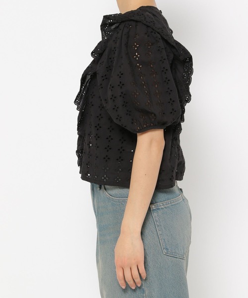 LOWRYS FARM（ローリーズファーム）の「スカラップレースブラウスＳＳ 136128（シャツ/ブラウス・レディース・ブラック/アイボリー・FREE）」の14枚目の写真
