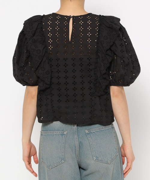 LOWRYS FARM（ローリーズファーム）の「スカラップレースブラウスＳＳ 136128（シャツ/ブラウス・レディース・ブラック/アイボリー・FREE）」の15枚目の写真