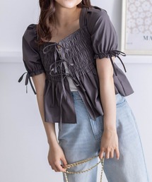 clear | リボン付きパフスリーブシャーリングブラウス≪2024SS新作≫(シャツ/ブラウス)