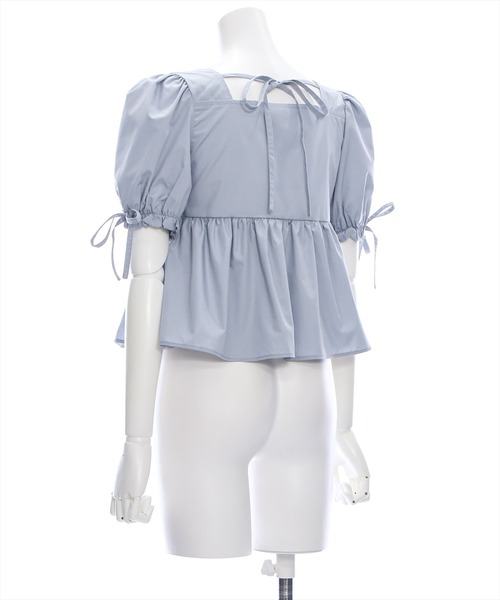 clear（クリア）の「リボン付きパフスリーブシャーリングブラウス［着回し抜群 大人 カジュアル］≪再入荷≫（シャツ/ブラウス・レディース・チャコールグレー/ブルーグレー/オフホワイト・F）」の6枚目の写真