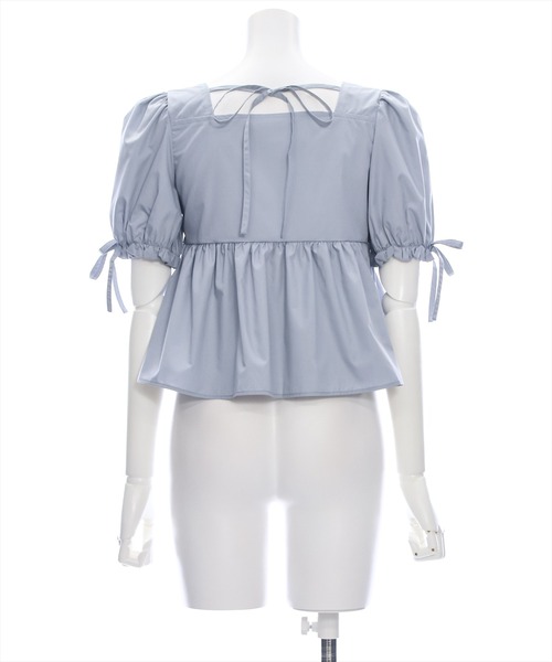 clear（クリア）の「リボン付きパフスリーブシャーリングブラウス［着回し抜群 大人 カジュアル］≪再入荷≫（シャツ/ブラウス・レディース・チャコールグレー/ブルーグレー/オフホワイト・F）」の7枚目の写真