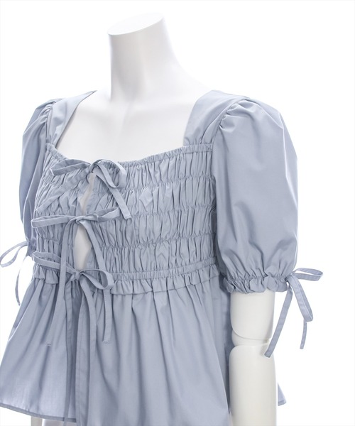 clear（クリア）の「リボン付きパフスリーブシャーリングブラウス［着回し抜群 大人 カジュアル］≪再入荷≫（シャツ/ブラウス・レディース・チャコールグレー/ブルーグレー/オフホワイト・F）」の12枚目の写真