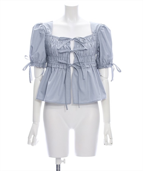 clear（クリア）の「リボン付きパフスリーブシャーリングブラウス［着回し抜群 大人 カジュアル］≪再入荷≫（シャツ/ブラウス・レディース・チャコールグレー/ブルーグレー/オフホワイト・F）」の20枚目の写真