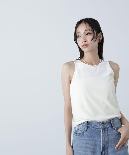 NATURAL BEAUTY BASIC（ナチュラルビューティーベーシック）の「◇ベロアアメスリトップス（タンクトップ・レディース・オフホワイト/ブラック/ベージュ・FREE）」の13枚目の写真
