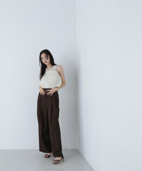 NATURAL BEAUTY BASIC（ナチュラルビューティーベーシック）の「◇ベロアアメスリトップス（タンクトップ・レディース・オフホワイト/ブラック/ベージュ・FREE）」の20枚目の写真