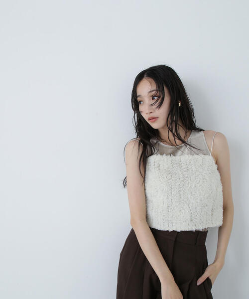 NATURAL BEAUTY BASIC（ナチュラルビューティーベーシック）の「◇ベロアアメスリトップス（タンクトップ・レディース・オフホワイト/ブラック/ベージュ・FREE）」の21枚目の写真