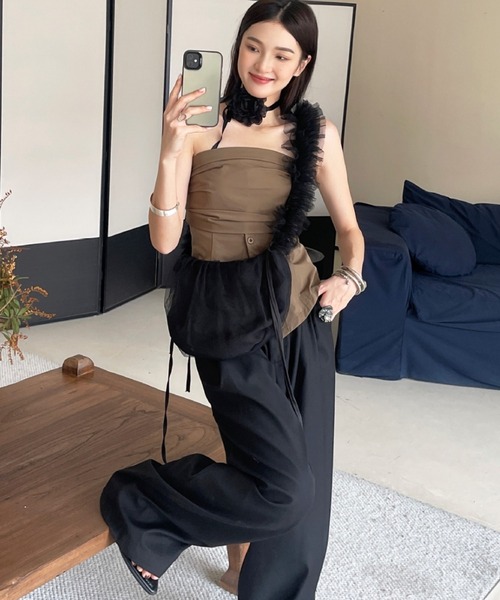 E&C closet…（イーアンドシークローゼット）の「チュールフリルショルダーバッグ（ショルダーバッグ・レディース・アイボリー/グリーン/グレー/ホワイト/ブラック/ピンク・FREE）」の14枚目の写真