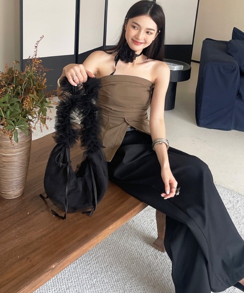 E&C closet…（イーアンドシークローゼット）の「チュールフリルショルダーバッグ（ショルダーバッグ・レディース・アイボリー/グリーン/グレー/ホワイト/ブラック/ピンク・FREE）」の15枚目の写真