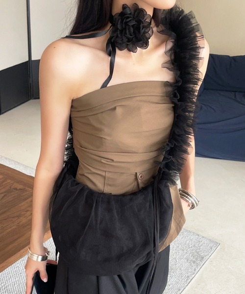 E&C closet…（イーアンドシークローゼット）の「チュールフリルショルダーバッグ（ショルダーバッグ・レディース・アイボリー/グリーン/グレー/ホワイト/ブラック/ピンク・FREE）」の16枚目の写真