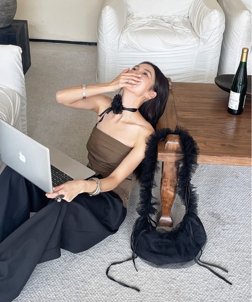 E&C closet…（イーアンドシークローゼット）の「チュールフリルショルダーバッグ（ショルダーバッグ・レディース・アイボリー/グリーン/グレー/ホワイト/ブラック/ピンク・FREE）」の17枚目の写真