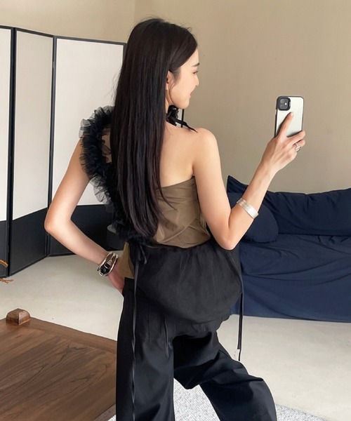 E&C closet…（イーアンドシークローゼット）の「チュールフリルショルダーバッグ（ショルダーバッグ・レディース・アイボリー/グリーン/グレー/ホワイト/ブラック/ピンク・FREE）」の18枚目の写真