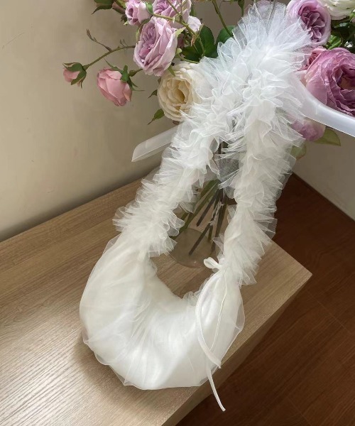 E&C closet…（イーアンドシークローゼット）の「チュールフリルショルダーバッグ（ショルダーバッグ・レディース・アイボリー/グリーン/グレー/ホワイト/ブラック/ピンク・FREE）」の9枚目の写真