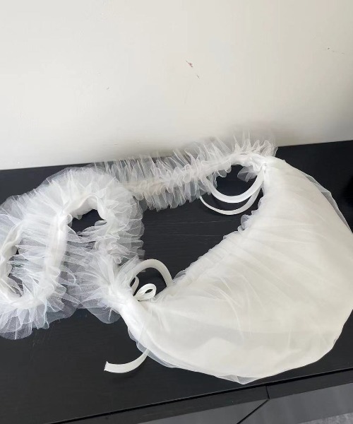 E&C closet…（イーアンドシークローゼット）の「チュールフリルショルダーバッグ（ショルダーバッグ・レディース・アイボリー/グリーン/グレー/ホワイト/ブラック/ピンク・FREE）」の10枚目の写真