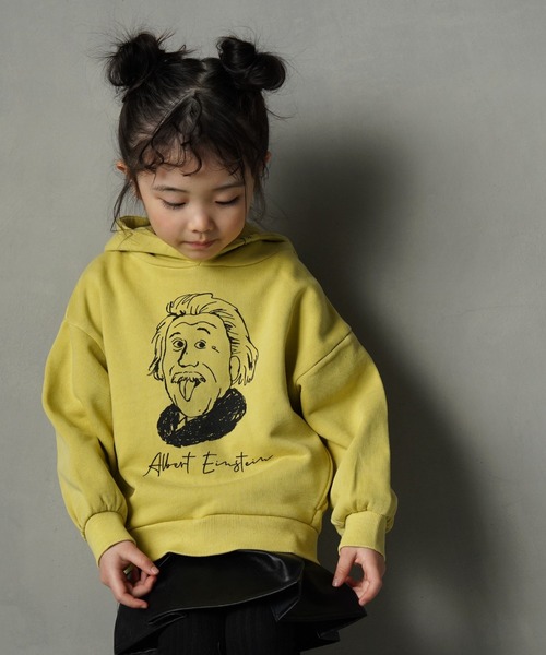 MAKE YOUR DAY（メイクユアデイ）の「ゆるアインシュタイン裏毛フーディ■80～140cm（パーカー・キッズ・ブラック/イエロー/パープル・80/90/100/110/120/130/140）」の3枚目の写真