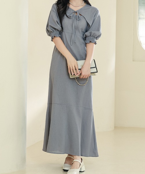 セール】【2点セット】ボレロ付き ソリッドカラー パフスリーブ