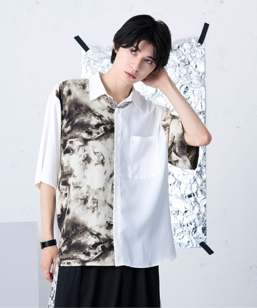 Ellno Loset（エルノロゼット）の「ガラキリカエシャツ（シャツ/ブラウス・メンズ・ブラック/オフホワイト・LARGE/MEDIUM/SMALL）」の3枚目の写真