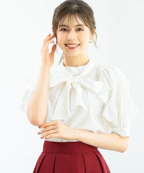 MISCH MASCH（ミッシュマッシュ）の「フリルスリーブブラウス/MM438108（シャツ/ブラウス・レディース・ブラック/ホワイト/ピンク・ﾌﾘ-）」の15枚目の写真