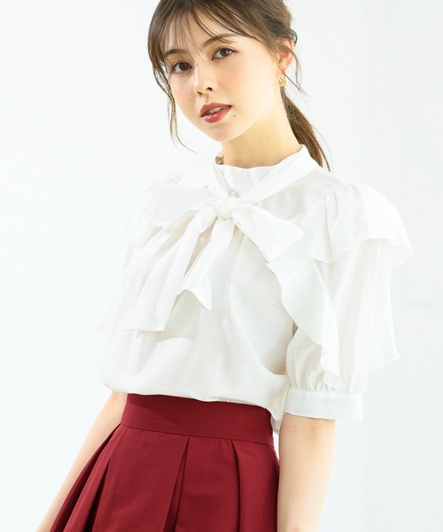 MISCH MASCH（ミッシュマッシュ）の「フリルスリーブブラウス/MM438108（シャツ/ブラウス・レディース・ブラック/ホワイト/ピンク・ﾌﾘ-）」の18枚目の写真