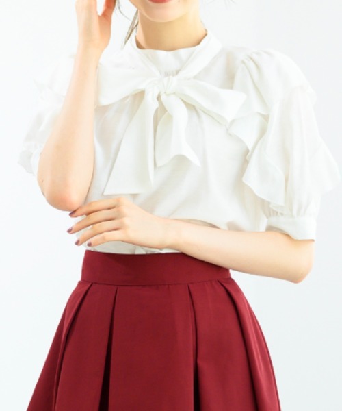 MISCH MASCH（ミッシュマッシュ）の「フリルスリーブブラウス/MM438108（シャツ/ブラウス・レディース・ブラック/ホワイト/ピンク・ﾌﾘ-）」の14枚目の写真