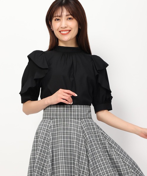 MISCH MASCH（ミッシュマッシュ）の「フリルスリーブブラウス/MM438108（シャツ/ブラウス・レディース・ブラック/ホワイト/ピンク・ﾌﾘ-）」の11枚目の写真