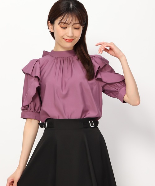 MISCH MASCH（ミッシュマッシュ）の「フリルスリーブブラウス/MM438108（シャツ/ブラウス・レディース・ブラック/ホワイト/ピンク・ﾌﾘ-）」の12枚目の写真