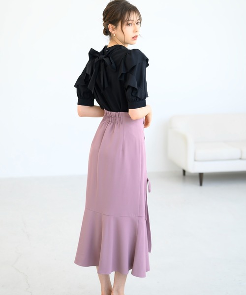 MISCH MASCH（ミッシュマッシュ）の「フリルスリーブブラウス/MM438108（シャツ/ブラウス・レディース・ブラック/ホワイト/ピンク・ﾌﾘ-）」の6枚目の写真