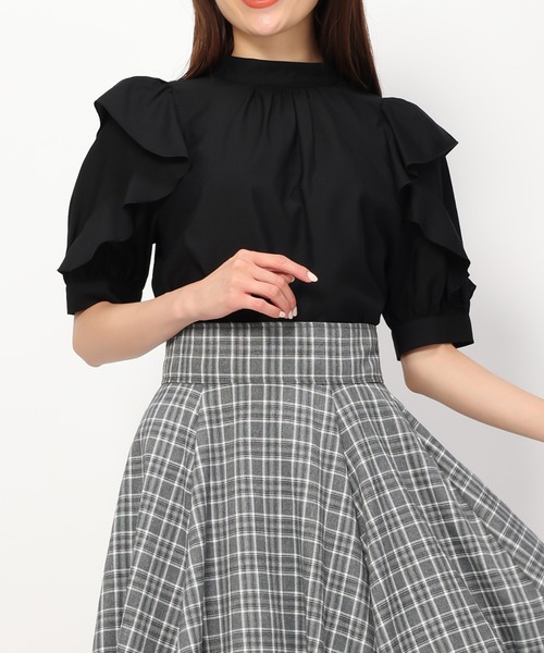 MISCH MASCH（ミッシュマッシュ）の「フリルスリーブブラウス/MM438108（シャツ/ブラウス・レディース・ブラック/ホワイト/ピンク・ﾌﾘ-）」の13枚目の写真