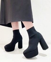 ESPERANZA | 【ラク盛り／ショートブーツ】リピーター続出／脚長美脚　厚底ニットショートブーツ(ブーツ)