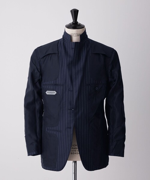SOVEREIGN ネイビー スーツ サイズ48 SOVEREIGN メンズスーツ 48 ネイビー 本切羽 シルク混 ワンタック SUIT