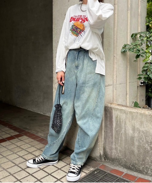 DOUBLE NAME(ダブルネーム)の「TAKE IT HAMBURGER ロンTEE(Tシャツ/カットソー・レディース・ブラック/オフホワイト・FREE)」の7枚目の写真