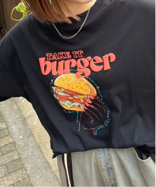 DOUBLE NAME(ダブルネーム)の「TAKE IT HAMBURGER ロンTEE(Tシャツ/カットソー・レディース・ブラック/オフホワイト・FREE)」の11枚目の写真