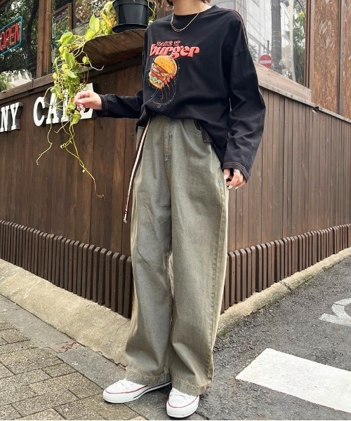 DOUBLE NAME(ダブルネーム)の「TAKE IT HAMBURGER ロンTEE(Tシャツ/カットソー・レディース・ブラック/オフホワイト・FREE)」の12枚目の写真