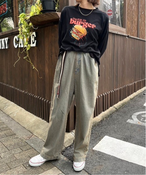 DOUBLE NAME(ダブルネーム)の「TAKE IT HAMBURGER ロンTEE(Tシャツ/カットソー・レディース・ブラック/オフホワイト・FREE)」の13枚目の写真