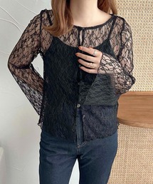 【apres jour clair】肩リボンレースカーディガン【ZOZOTOWN限定アイテム】