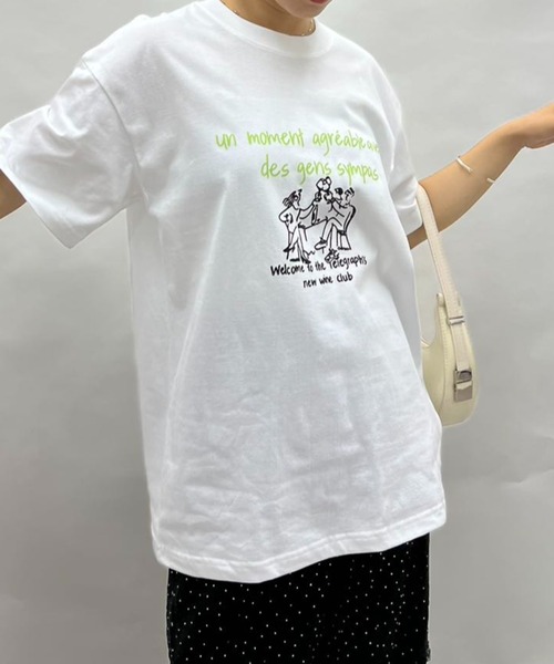 mebole（メボレ）の「イラストプリントTシャツ（Tシャツ/カットソー・レディース・オートミール/ネイビー/ホワイト・FREE）」の6枚目の写真