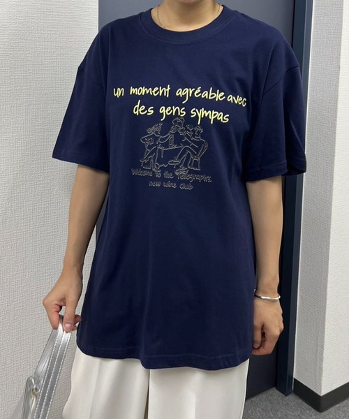 mebole（メボレ）の「イラストプリントTシャツ（Tシャツ/カットソー・レディース・オートミール/ネイビー/ホワイト・FREE）」の8枚目の写真