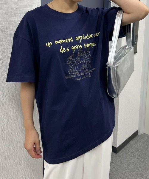 mebole（メボレ）の「イラストプリントTシャツ（Tシャツ/カットソー・レディース・オートミール/ネイビー/ホワイト・FREE）」の9枚目の写真