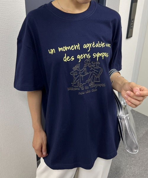 mebole（メボレ）の「イラストプリントTシャツ（Tシャツ/カットソー・レディース・オートミール/ネイビー/ホワイト・FREE）」の11枚目の写真