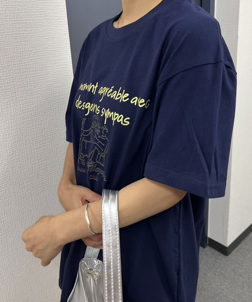 mebole（メボレ）の「イラストプリントTシャツ（Tシャツ/カットソー・レディース・オートミール/ネイビー/ホワイト・FREE）」の12枚目の写真