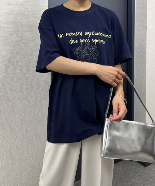 mebole（メボレ）の「イラストプリントTシャツ（Tシャツ/カットソー・レディース・オートミール/ネイビー/ホワイト・FREE）」の13枚目の写真