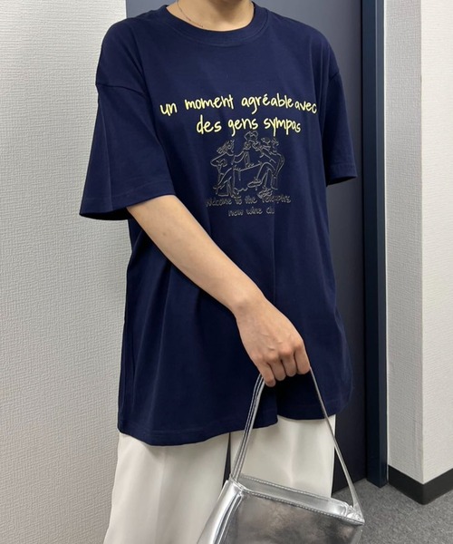 mebole（メボレ）の「イラストプリントTシャツ（Tシャツ/カットソー・レディース・オートミール/ネイビー/ホワイト・FREE）」の10枚目の写真